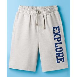 Pine Kids Looper Knit Shorts With Text Print - Grey