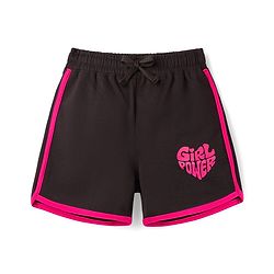 Pine Kids Looper Knit Mid Thigh  Length Shorts with Text & Heart Print - Black