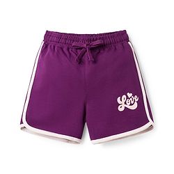 Pine Kids Looper Knit Mid Thigh  Length Shorts with Text Print - Purple