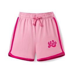 Pine Kids Looper Knit Mid Thigh  Length Shorts with Text Print - Pink