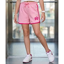 Pine Kids Looper Knit Mid Thigh  Length Shorts with Text Print - Pink