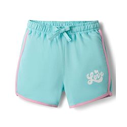 Pine Kids Looper Knit Mid Thigh  Length Shorts with Text Print - Light Blue
