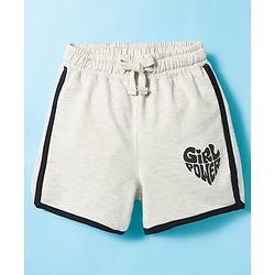 Pine Kids 100% Cotton Knit Shorts With Girl Power Print - Grey
