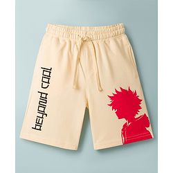 Pine Kids Looper Knit Shorts With Anime Print - Offwhite