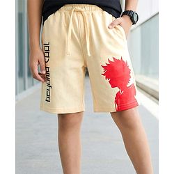 Pine Kids Looper Knit Shorts With Anime Print - Offwhite