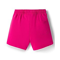 Pine Kids Looper Knit Mid Thigh Length Shorts with Text Heart Print- Fuschia