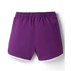 Pine Kids Looper Knit Mid Thigh Length Shorts with Numerical &  Heart Print- Purple