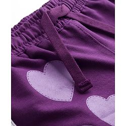Pine Kids Looper Knit Mid Thigh Length Shorts with Numerical &  Heart Print- Purple