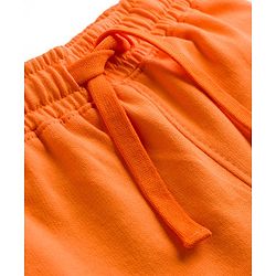 Pine Kids Looper Knit Mid Thigh Length Shorts with Tree Print- Orange