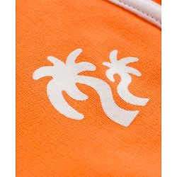 Pine Kids Looper Knit Mid Thigh Length Shorts with Tree Print- Orange