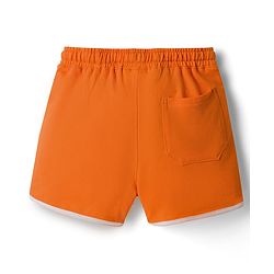 Pine Kids Looper Knit Mid Thigh Length Shorts with Tree Print- Orange