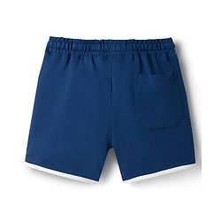 Pine Kids Looper Knit Mid Thigh Length Shorts with Numerical & Text Print- Navy Blue