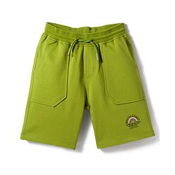 Pine Kids Looper Knit Short with Hawaii Print - Olive Green