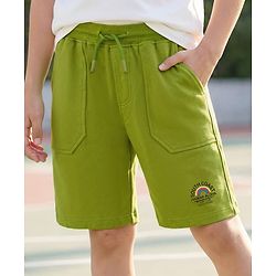 Pine Kids Looper Knit Short with Hawaii Print - Olive Green