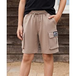 Pine Kids Looper Knit Solid Shorts With Pockets - Cream