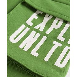 Pine Kids 100% Cotton Knit Shorts With Text Print & Cargo Pockets - Green