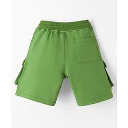 Pine Kids 100% Cotton Knit Shorts With Text Print & Cargo Pockets - Green