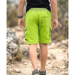 Pine Kids 100% Cotton Knit Knee Length Shorts With Cargo Pockets - Lime Green