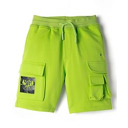 Pine Kids 100% Cotton Knit Knee Length Shorts With Cargo Pockets - Lime Green