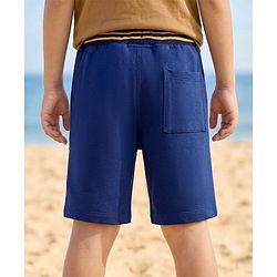 Pine Kids Looper Knit Solid Shorts With Surfing Print - Navy Blue