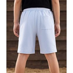Pine Kids Looper Knit Solid Shorts With Text Print - Light Blue
