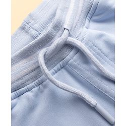 Pine Kids Looper Knit Solid Shorts With Text Print - Light Blue