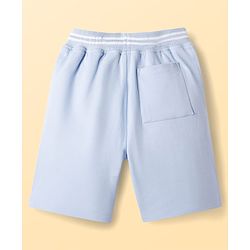 Pine Kids Looper Knit Solid Shorts With Text Print - Light Blue