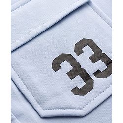 Pine Kids Looper Knit Solid Shorts With Text Print - Light Blue