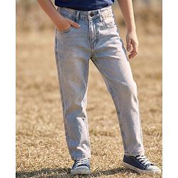 Pine Kids Denim Woven Full Length Solid Jeans - Light Blue