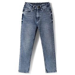 Pine Kids Woven Full Length Solid Denim Jeans - Blue