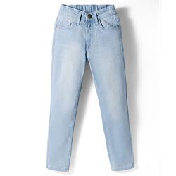 Pine Kids Denim Woven Full Length Washed Jeans - Light Blue