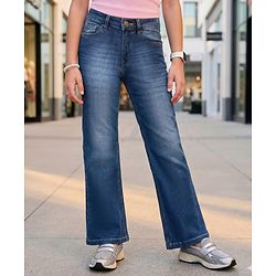 Pine Kids Woven Full Length Solid Denim Jeans - Navy Blue