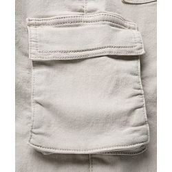 Pine Kids Denim Woven Full Length Jeans With Cargo Pocket - Off White