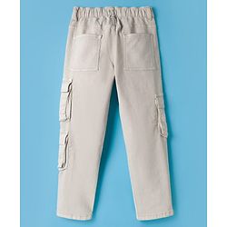 Pine Kids Denim Woven Full Length Jeans With Cargo Pocket - Off White