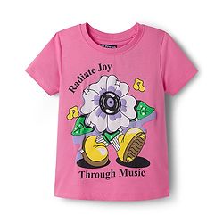 Pine Kids Cotton Knit Half Sleeves T-Shirt With Floral Print - Pink