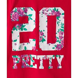 Pine Kids Cotton Knit Half Sleeves T-Shirt with Pretty Print - Red