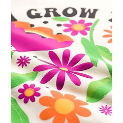 Pine Kids 100% Cotton Knit Half Sleeves Floral Printed T-Shirt - White