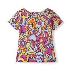 Pine Kids Cotton Knit T-Shirt Round Neck Short Sleeves Hearts Print Multicolor 4-5 Years