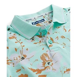 Pine Kids 100% Cotton Half Sleeves Floral Printed T-Shirt - Turquoise