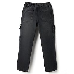 Pine Kids Denim Woven Full Length Solid Colour Jeans with Pockets - Black