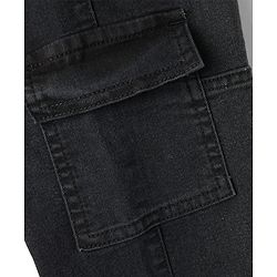 Pine Kids Denim Woven Full Length Solid Colour Jeans with Pockets - Black