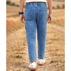 Pine Kids Denim Woven Full Length Cut & Sew Solid Color Jeans with Pocket - Blue