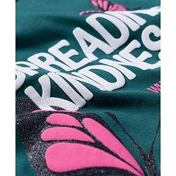 Pine Kids Single Jersey Knit Half Sleeves T-Shirt & Pyjama Night Suit With Butterfly Print - Green & Pink