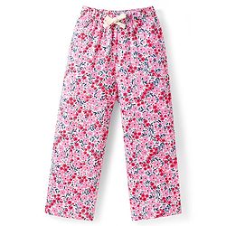 Pine Kids Single Jersey Knit Half Sleeves Top & Pajama Night Suit With Floral Print - Pink