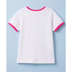 Pine Kids Single Jersey Knit Half Sleeves T-Shirt & Pyjama Night Suit with Bow & Camouflage Print - White
