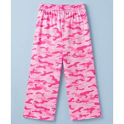 Pine Kids Single Jersey Knit Half Sleeves T-Shirt & Pyjama Night Suit with Bow & Camouflage Print - White