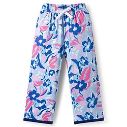 Pine Kids Single Jersey Knit Half Sleeves T-Shirt & Pajama Night Suit With Floral Print - Navy Blue