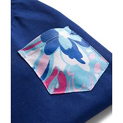 Pine Kids Single Jersey Knit Half Sleeves T-Shirt & Pajama Night Suit With Floral Print - Navy Blue