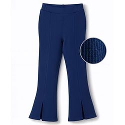 Pine Kids Cotton Lycra Knit Full Length Solid Bootcut Leggings - Navy Blue
