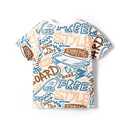 Pine Kids Cotton Knit Half Sleeves T-Shirt & Pyjama Co-ord Night Suit With Graffiti Print - White